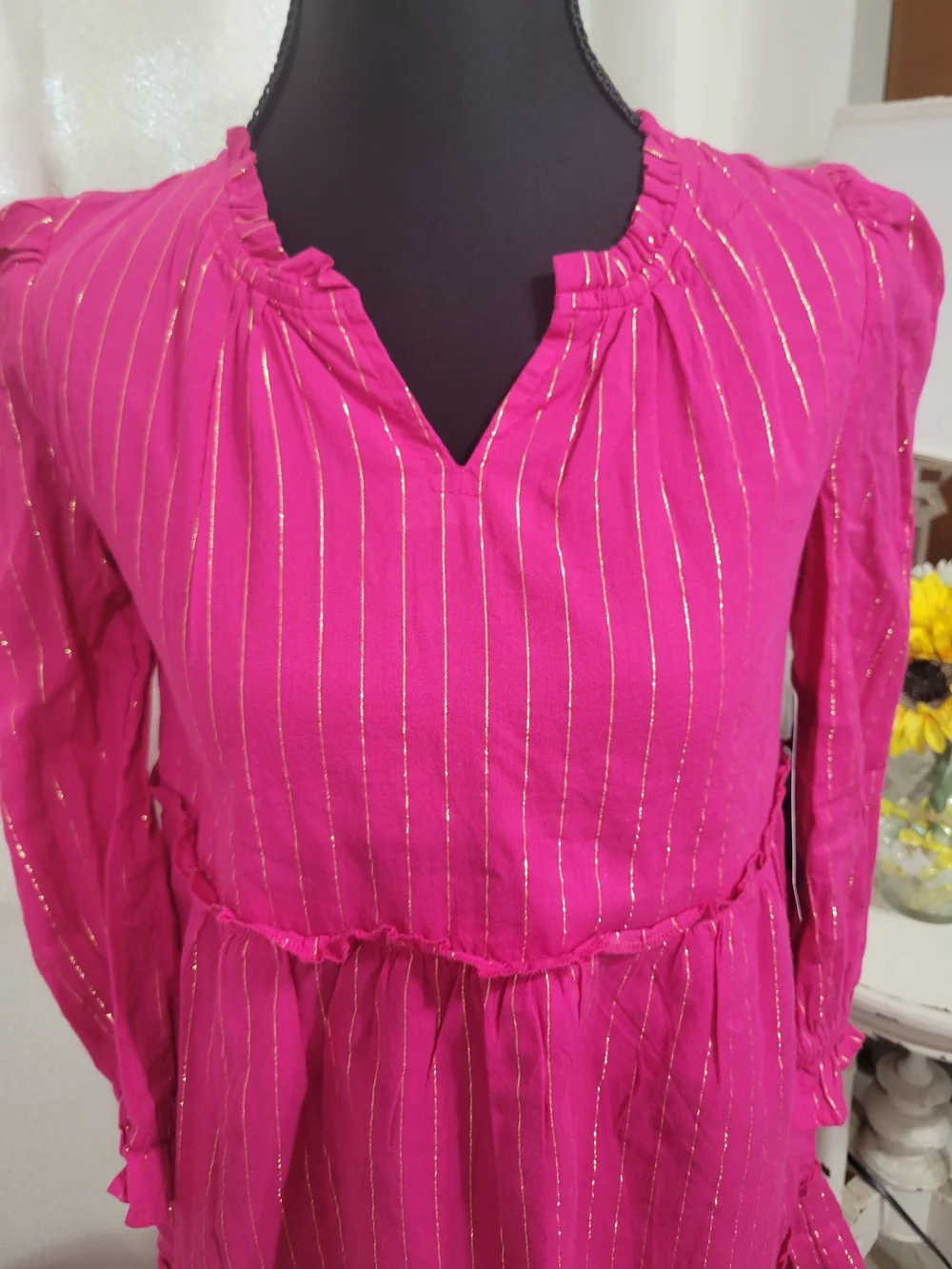 GAP KIDS Fuchsia Dress with Gold Pinstripes